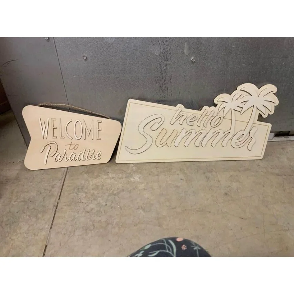 NWT Summer/ Paradise Themed Wooden DIY Paint Wall Art 2 Pieces Crafts Home Decor